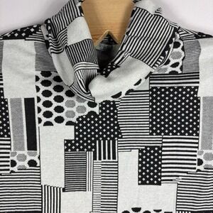 Chalet Et Ceci Women's Large 3/4 Sleeve Gray Black Art To Wear Cowl Neck Sweater